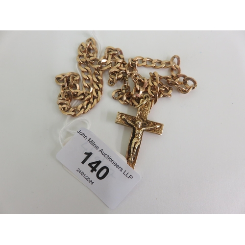 140 - 9ct. Gold Crucifix on 9ct. Gold Chain, 16.2 grams