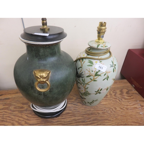 183 - Green and Gold Table Lamp and a Chinese type Table Lamp