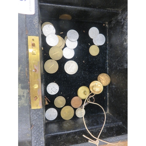 206 - Jewellery Box with Coins and Buttons