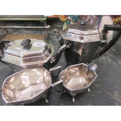 208 - Four piece Plated Tea Set