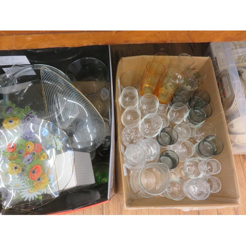 242 - Two boxes of assorted Glass ware, Decanters, Glasses, Jugs etc.