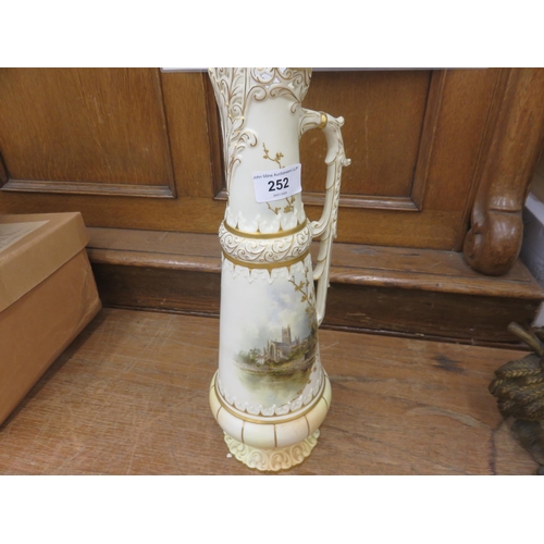 252 - Royal Worcester Blush Ivory Pictorial Jug