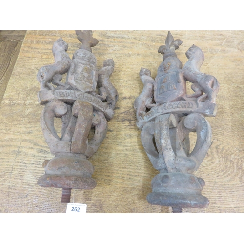 262 - Pair of Heavy Cast Iron Bon Accord Finials