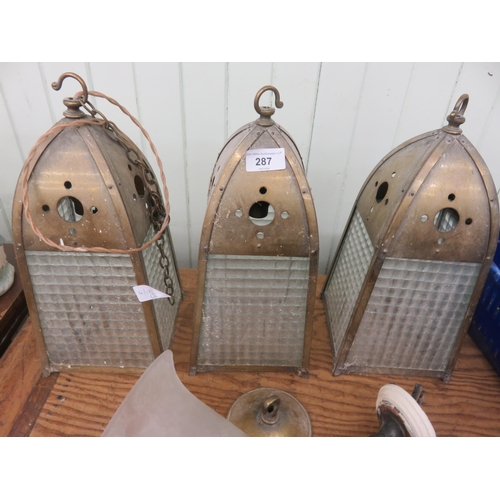 287 - Three Brass and Glass Lanterns and one other