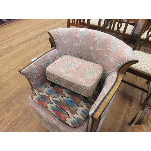 366 - Upholstered Tub Chair and matching Stool