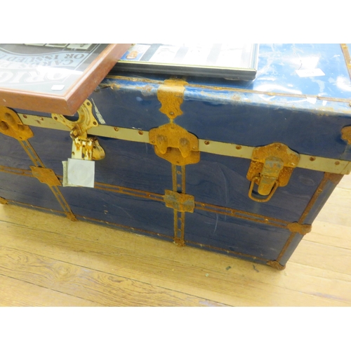 384 - Vintage Metal Travel Trunk