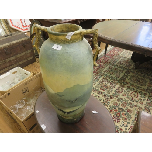 386 - Two handled floor standing Vase with Bird Design