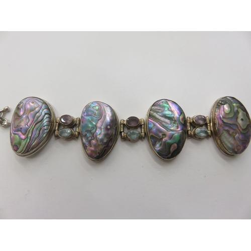 64 - Silver and mother of Pearl Bracelet