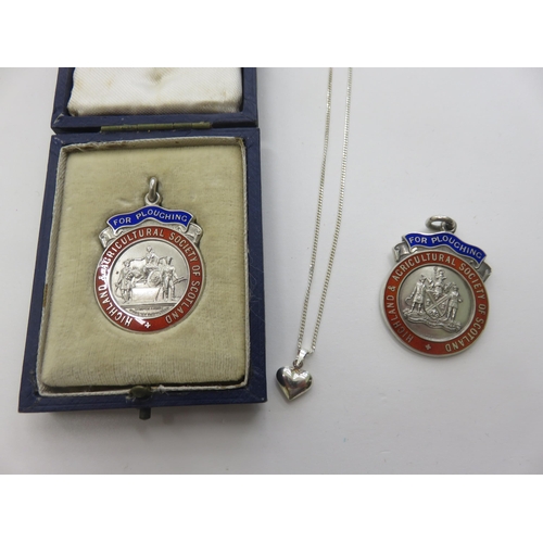 67 - Two Silver Agricultural Medals and Silver Pendant