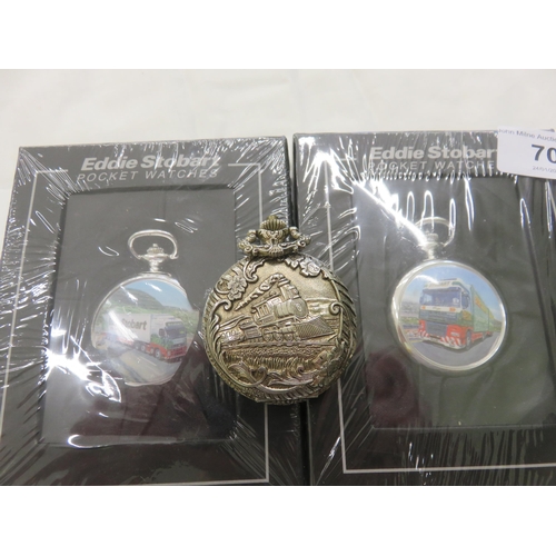 70 - Two Eddie Stobart Pocket Watches and one other