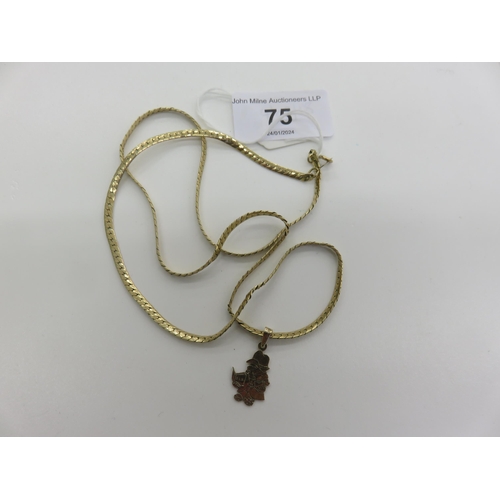 75 - 9ct Gold Paddington Bear Pendant on Gilt Metal Chain