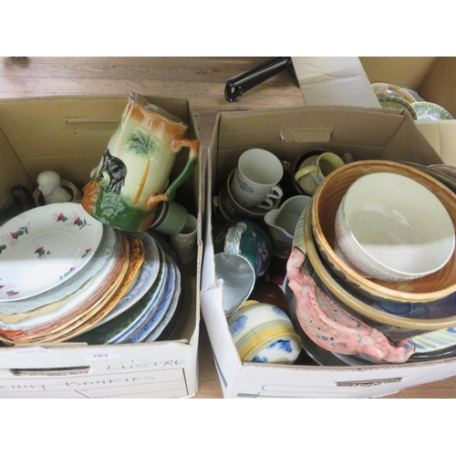 203 - Two boxes bric-a-brac, Ceramic Plates and Bowls etc.