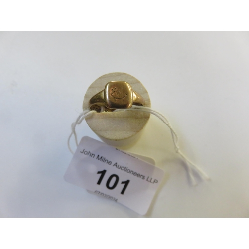 101 - 9ct Gold Masons Ring