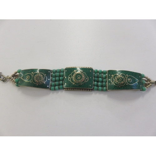 143 - Malachite and White Metal Bracelet