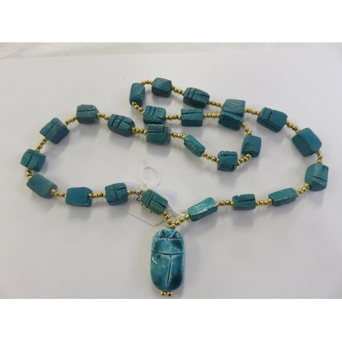 145 - Scarab type necklace - signed