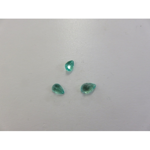 149 - Three Pear shaped Emerald Type Stones approx. 0.75ct.