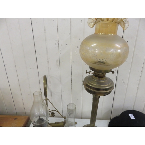 172 - Antique Brass Paraffin Table Lamp