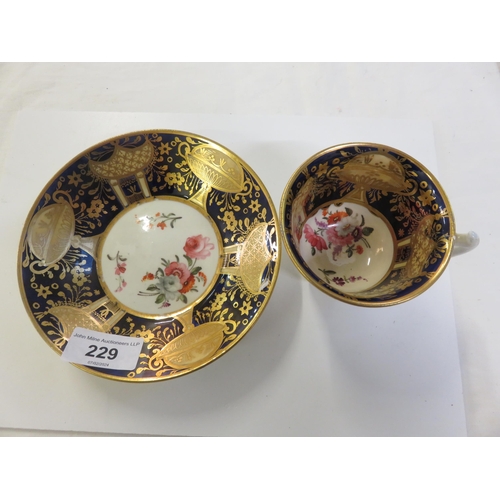 229 - Early 19th Century Spode Coffee Cup and Saucer decorated in Cobalt Blue and Gold Tilt