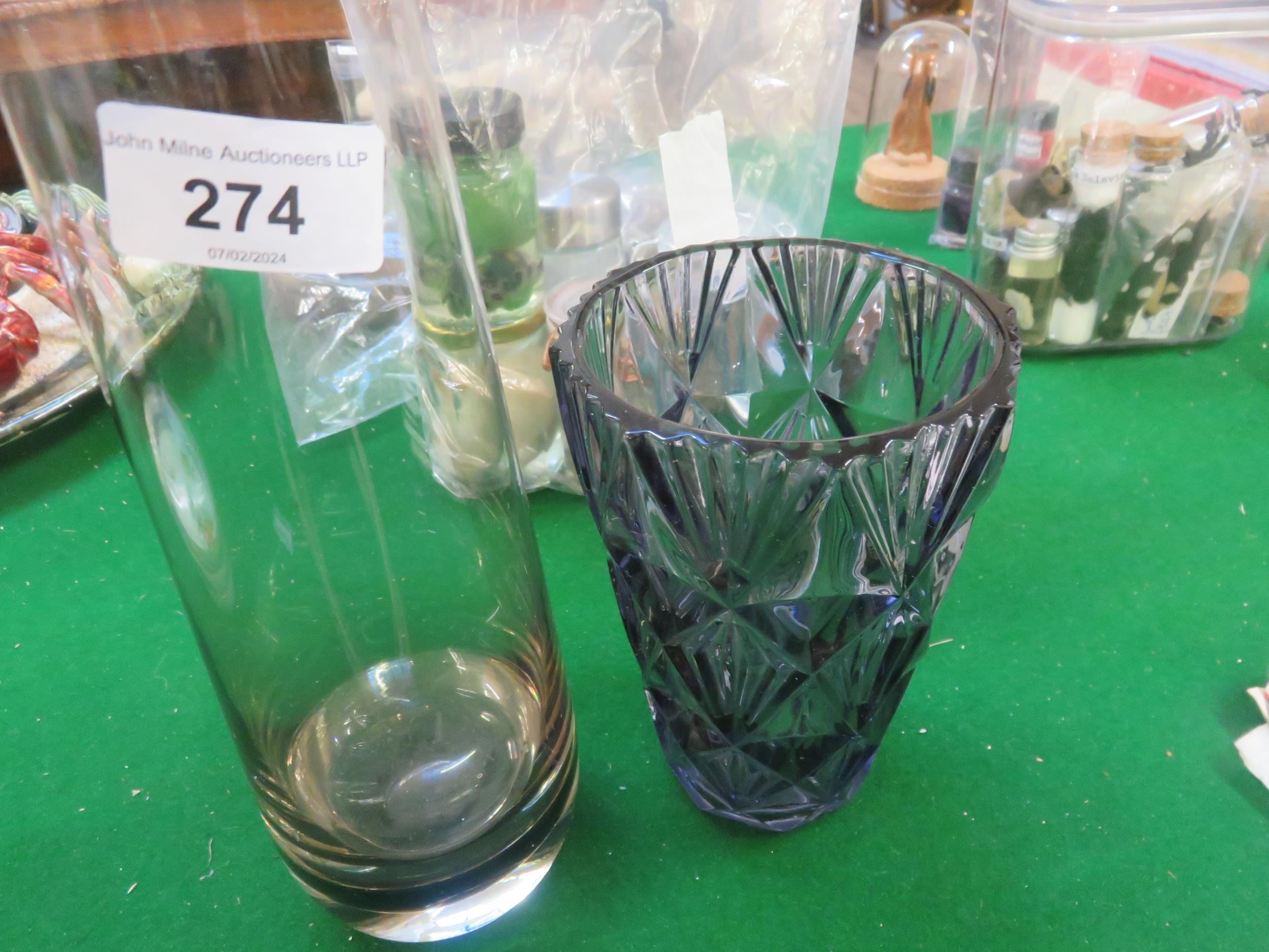 Pair Of Italian Art Glass Vases In Smokey Grey