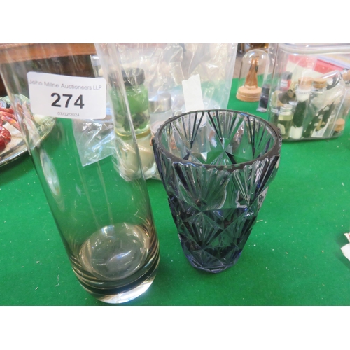 274 - Pair of Italian Art Glass Vases in Smokey Grey