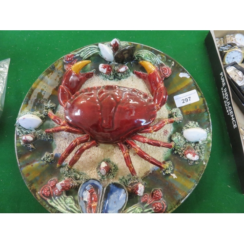 297 - Majolica type Crab Wall Plate