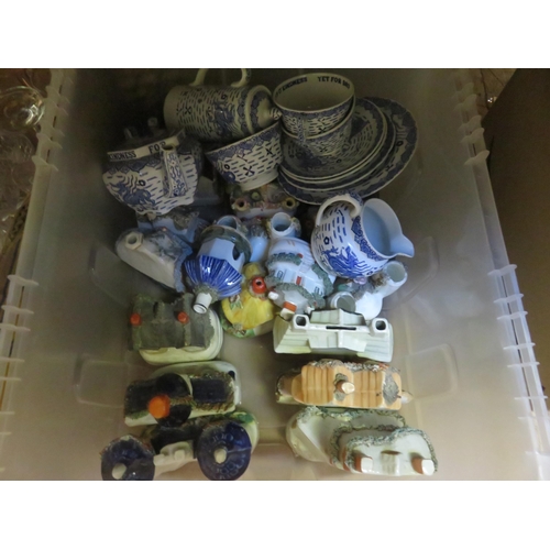 309 - Box of Ceramic Houses and Tea Set