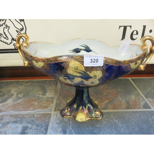 320 - Carlton Ware Fruit Bowl, Blue and Gold Ground, Kingfisher Design