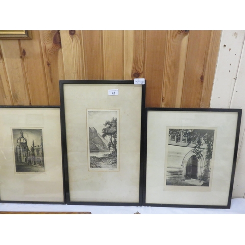 34 - Three Framed Assorted Prints