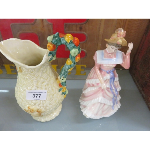 377 - Clarice Cliff Jug and Royal Doulton Figure 