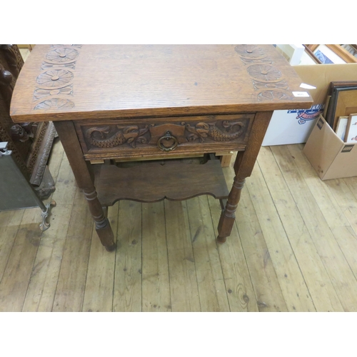 405 - Carved Hall Table with Single Drawer