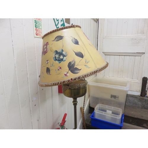 424 - Brass Standard Lamp and Shade