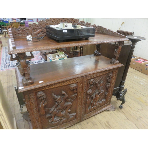 426 - South East Asia Heavily Carved Two tier Sideboard