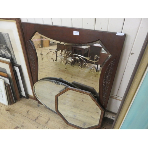 47 - Three Assorted Sized and Shaped Vintage Mirrors