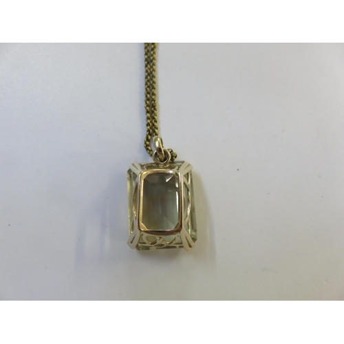 62 - Large 9ct Gold Topaz/Citrine Pendant and Yellow Metal Chain