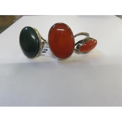 82 - Three Silver Polished Stone Dress Ring