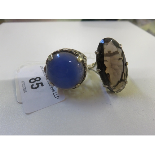 85 - Smokey Quartz Dress Ruing and Blue Stone Dress Ring