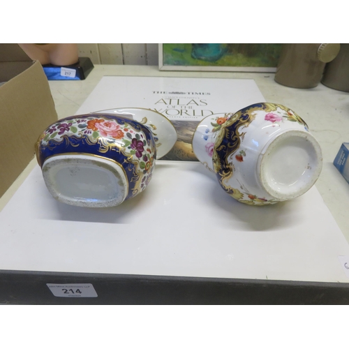 215 - Coalport Porcelain Milk and Cream Jugs. Hand Painted flower Sprays, Gold Gilt Scrolls and Cobalt Blu... 