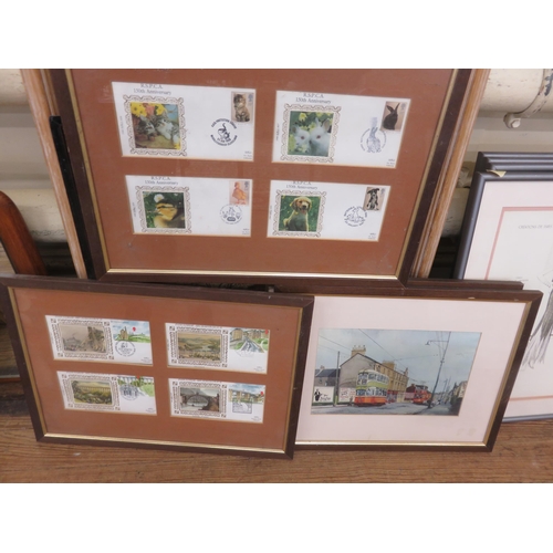 11 - Four Framed Pictures and Two Frames of First Day Covers