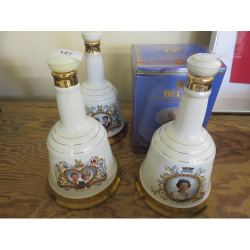 127 - Four Bells Decanters, one boxed