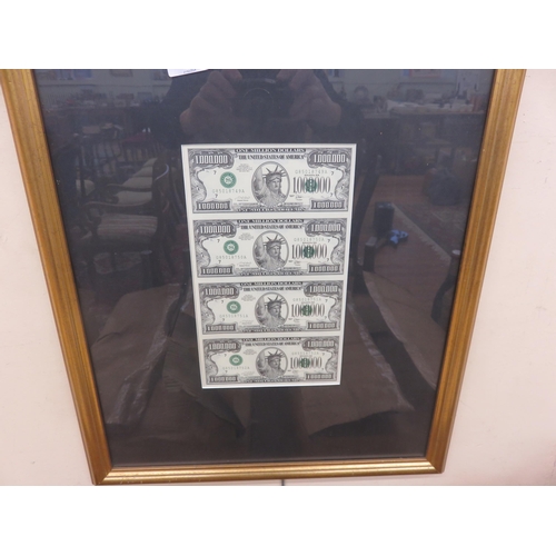 15 - Framed Reproduction 1,0000,000 Dollar Banknotes