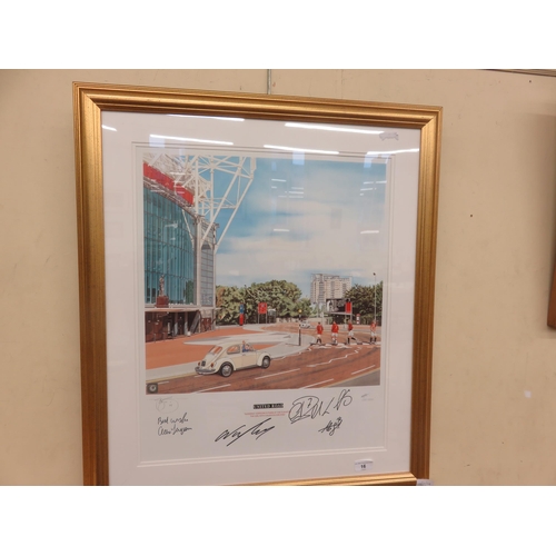 16 - Framed and Signed Print, Old Trafford