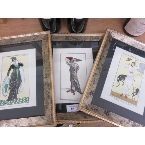 18 - Ten Framed Art Deco French Book Plates of Fashion for Ladies