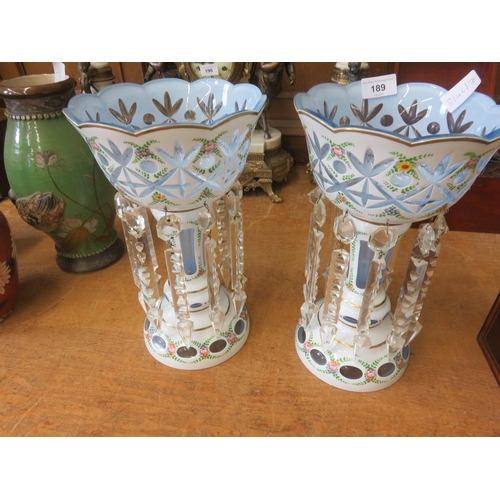 189 - Pair of Victorian Glass Lustres with droplets