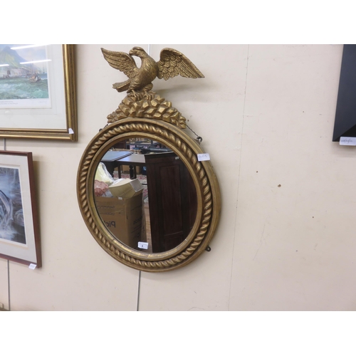 2 - Circle Gilt Framed Mirror with Eagle Motif