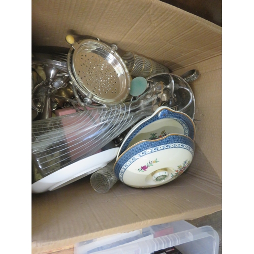 207 - Box Lot - Silver Plate, Glass and Ceramics