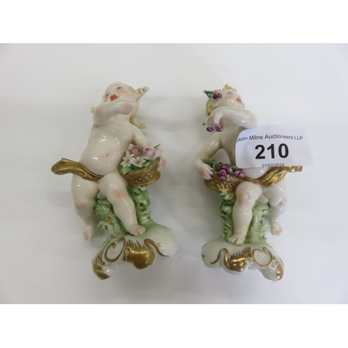 210 - Pair of Capodimonte Cherub Ornaments - Slight Damage to One Hand