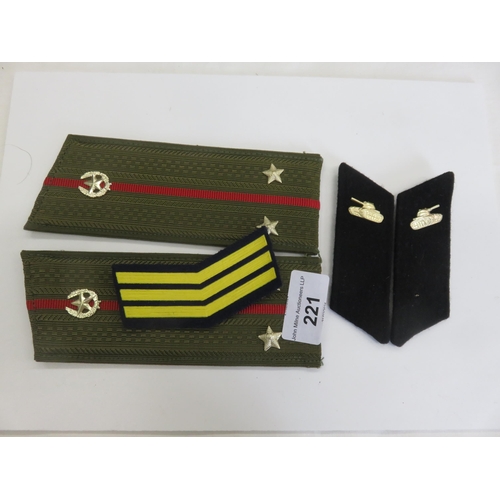 221 - Group of Soviet Officer Accessories. Circa 1980s. Includes Army Lieutenant Shoulder Boards. Tank Tro... 