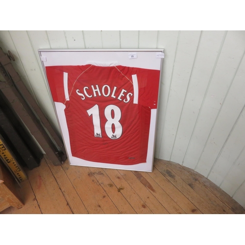 25 - Framed and Signed Paul Scholes Manchester United Shirt