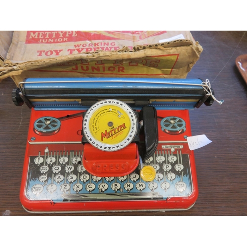 278 - Boxed Mettype Tin Plate Childs Typewriter