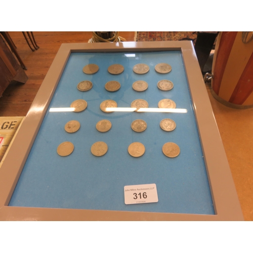 316 - Six Frames of UK Coins